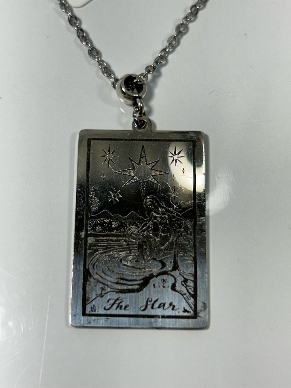 Handmade Unisex “The Star “ Tarot Card Pendant Stainless Steel Chain